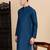Blue cotton solid kurta for mens