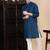 Blue cotton solid kurta for mens