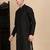 Black cotton chikankari kurta for mens