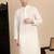 Off white cotton chikankari kurta for mens