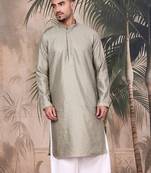 Pista silk blend sequins kurta for mens