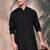 Black cotton textured kurta for mens