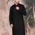 Black cotton textured kurta for mens