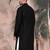 Black cotton textured kurta for mens