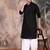 Black cotton textured kurta for mens