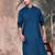 Blue cotton textured kurta for mens