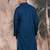 Blue cotton textured kurta for mens