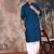 Blue cotton textured kurta for mens
