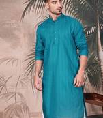 Firozi cotton textured kurta for mens