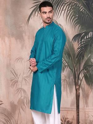 Firozi cotton textured kurta for mens 3