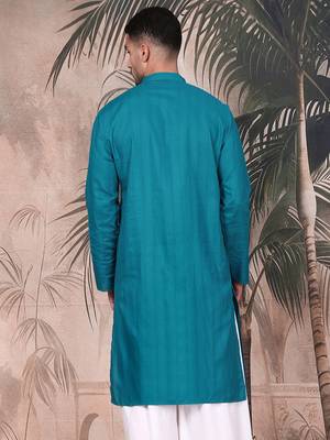 Firozi cotton textured kurta for mens 4