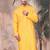 Mustard cotton textured kurta for mens