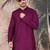 Purple cotton textured kurta for mens