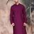 Purple cotton textured kurta for mens