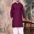 Purple cotton textured kurta for mens