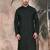 Deep green cotton textured kurta for mens