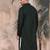 Deep green cotton textured kurta for mens