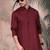 Wine cotton textured kurta for mens