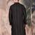Black cotton textured kurta for mens