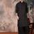 Black cotton textured kurta for mens
