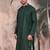 Deep green cotton textured kurta for mens