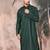 Deep green cotton textured kurta for mens