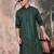 Deep green cotton textured kurta for mens