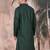 Deep green cotton textured kurta for mens