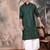 Deep green cotton textured kurta for mens