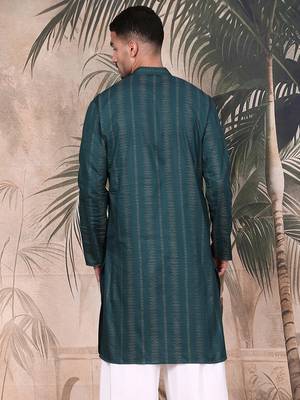 Firozi cotton textured kurta for mens 4