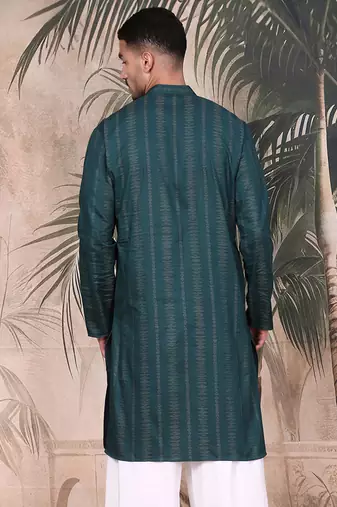 Firozi cotton textured kurta for mens