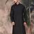 Black cotton textured kurta for mens