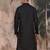 Black cotton textured kurta for mens