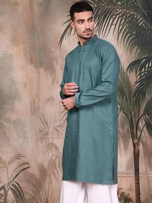 Grey cotton textured kurta for mens 2
