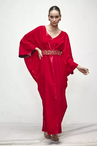 fuschia pink velvet kaftaan