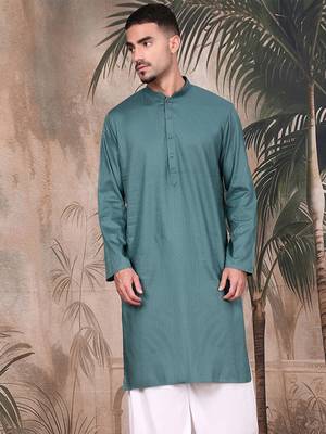 Grey cotton textured kurta for mens 3