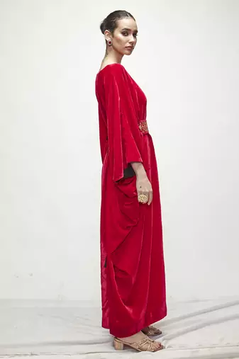 fuschia pink velvet kaftaan