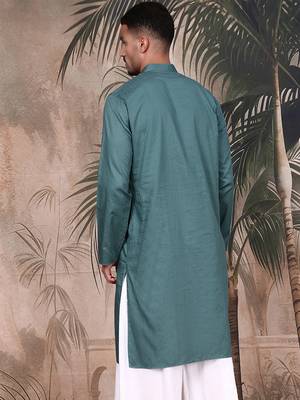 Grey cotton textured kurta for mens 4