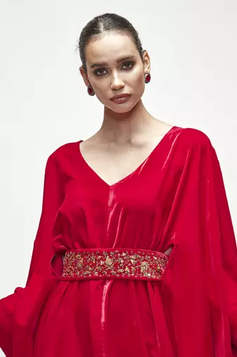 fuschia pink velvet kaftaan