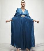 Blue plain silk kaftaan