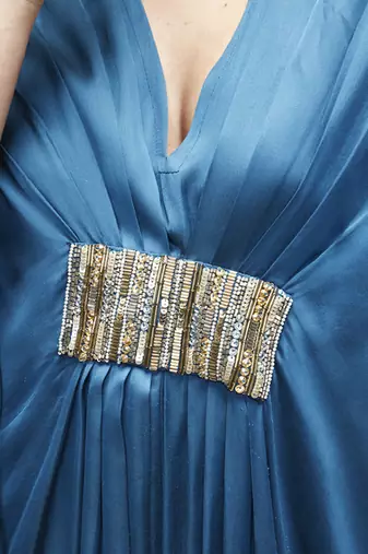 Blue plain silk kaftaan
