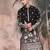 Black silk blend zari kurta for mens