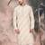 Deep beige cotton sequins kurta for mens