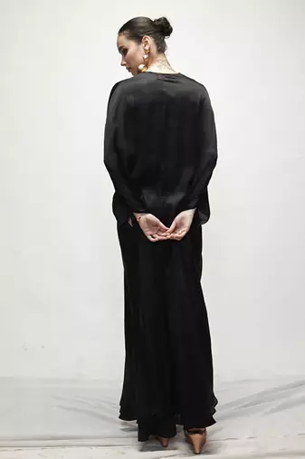 Black plain silk kaftaan