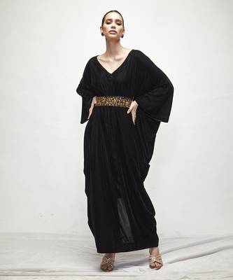 black plain velvet kaftaan 1