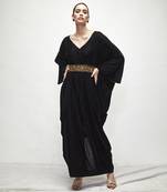 black plain velvet kaftaan