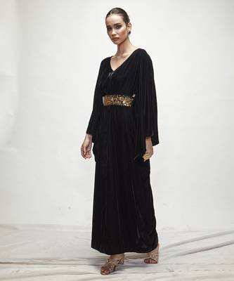 black plain velvet kaftaan 3