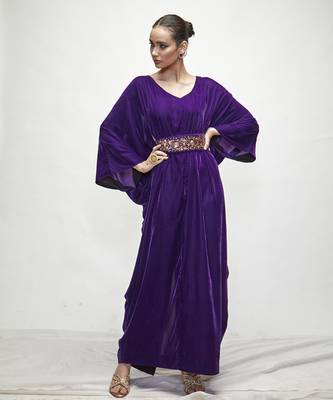 violet plain velvet kaftaan 2