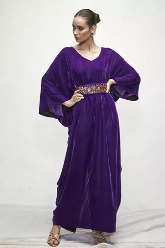 violet plain velvet kaftaan