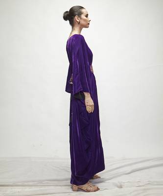 violet plain velvet kaftaan 4